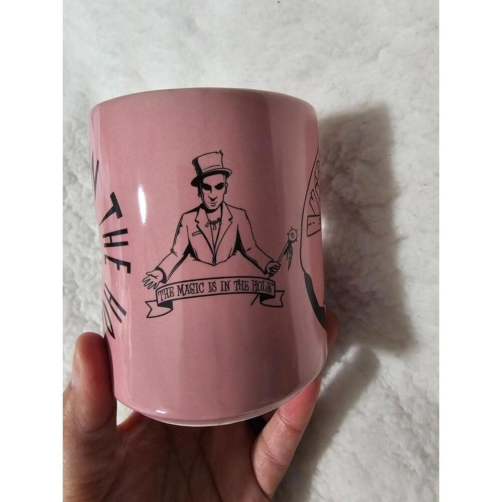 VOODOO Doughnut Coffee Mug Pink & Black "The Magic Is In The Hole" 4.25" Novelty - Picture 6 of 11